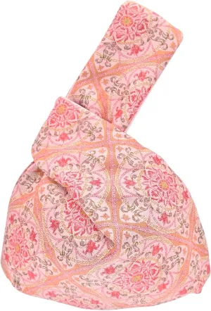 Stylish Cotton Japanese Pattern Wrist Bag Sleeve Knot Pouch Portable Canvas Tote Purse for Female, Women
