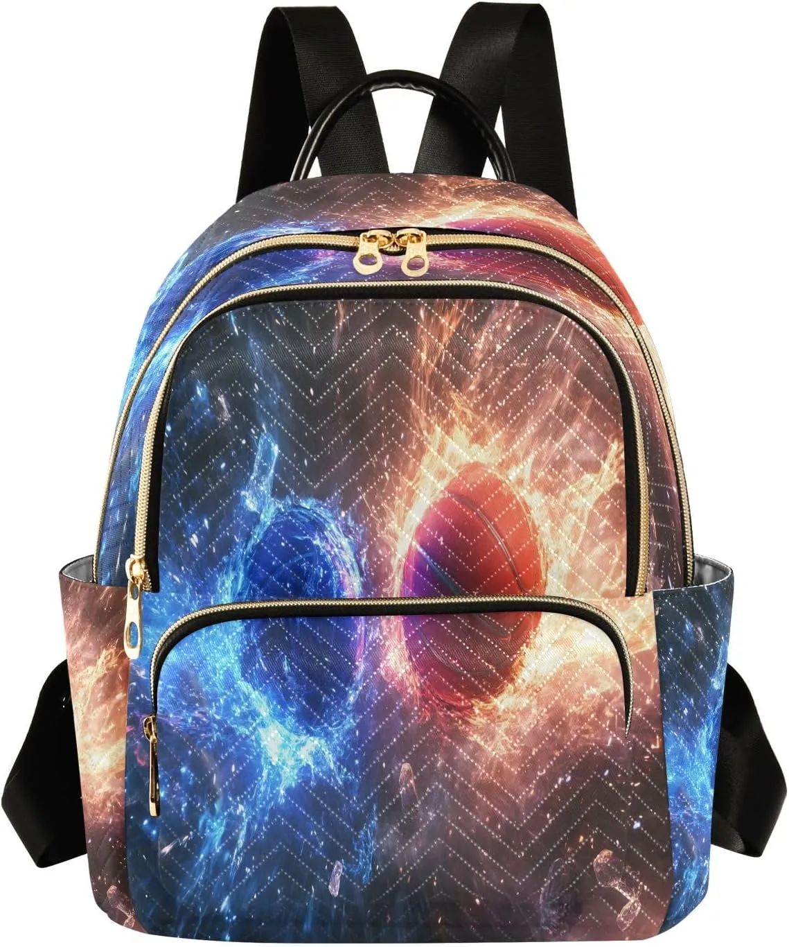 SUABO Two Basketballs Collide Backpack Purse Ladies Rucksack Travel Shoulder Bag Casual Daily Backpack