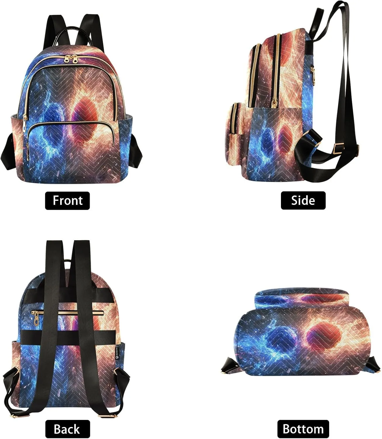 SUABO Two Basketballs Collide Backpack Purse Ladies Rucksack Travel Shoulder Bag Casual Daily Backpack