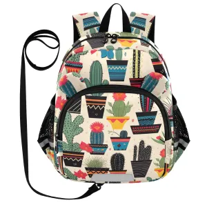 Succulents Cactus Flower Toddler Harness Backpack for Boys Girls 3-6 Years Kids Backpack with Anti Lost Safety Leash Baby Travel Bag for Preschool Travel Walking
