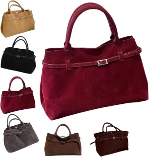 Suede Tote Bag for Women,Women's Large Capacity Suede Top-Handle Work Hobo Handbag,Vintage Faux Suede Shoulder Satchel