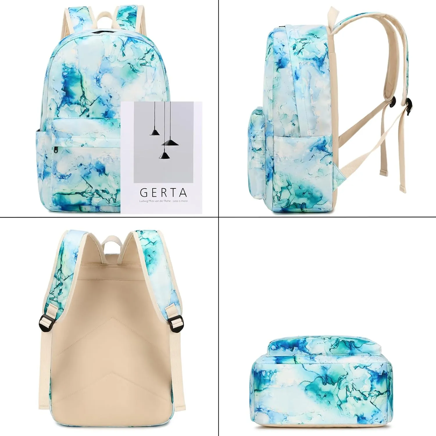 Sunborls Backpack for Teen Girls Lightweight High-Capacity Student Bookbag Women Backpack With Lunch Bag Pencil Bags Student Bookbags 3pcs（WBlue-green）