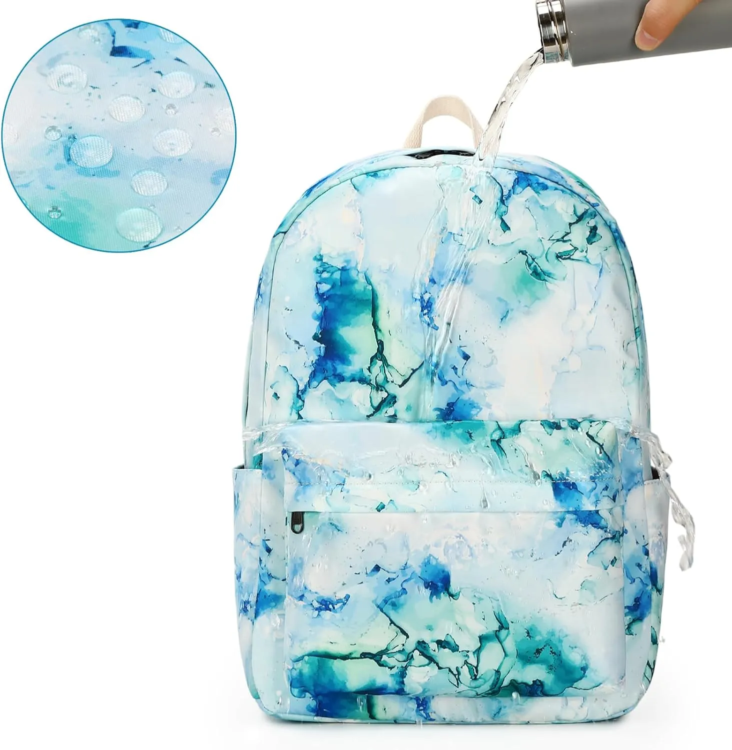 Sunborls Backpack for Teen Girls Lightweight High-Capacity Student Bookbag Women Backpack With Lunch Bag Pencil Bags Student Bookbags 3pcs（WBlue-green）