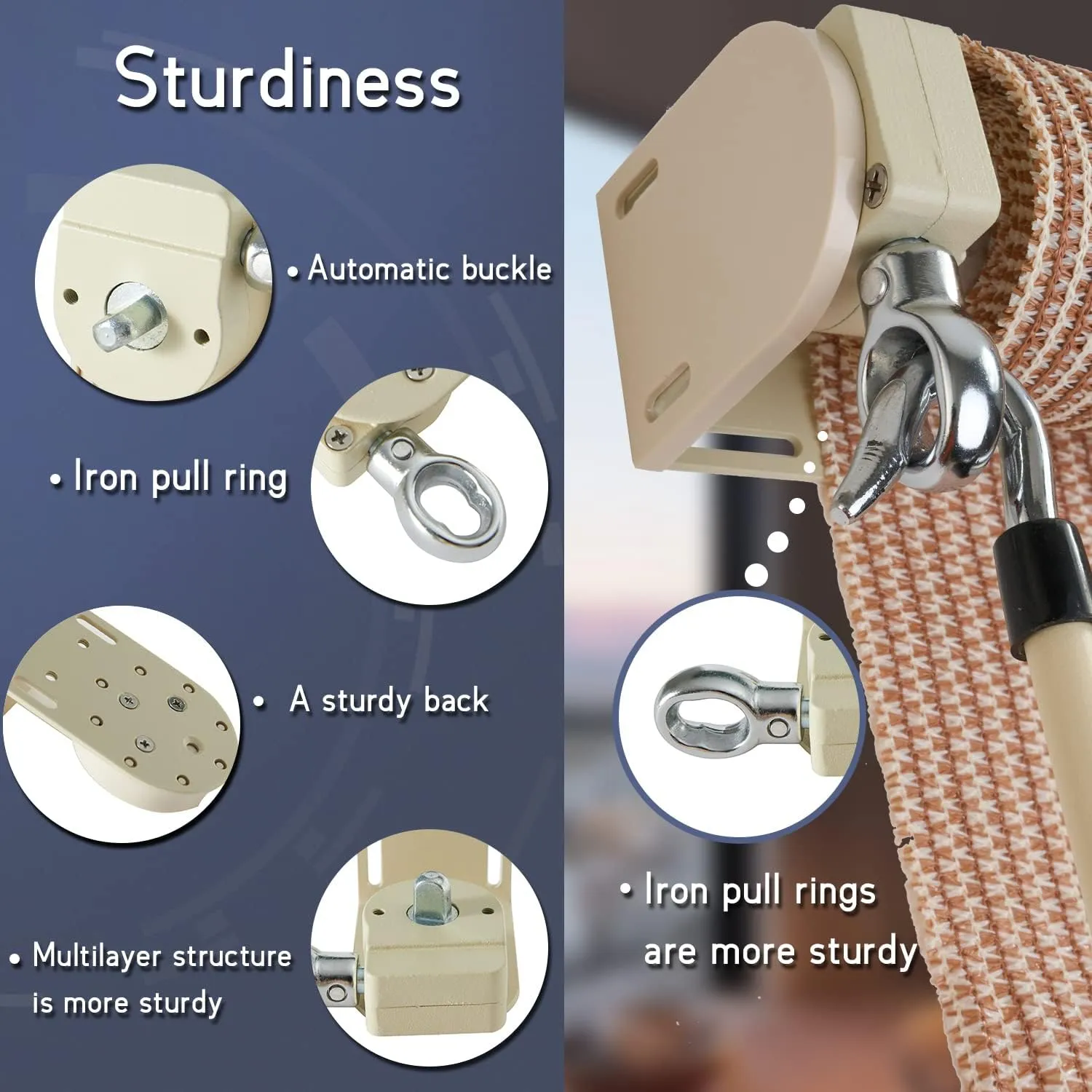 Sunshade Replacement Bracket, Compatible with Coolaroo External Roller Blind, Upgraded to Metal Ring, More Durable and Long-Lasting