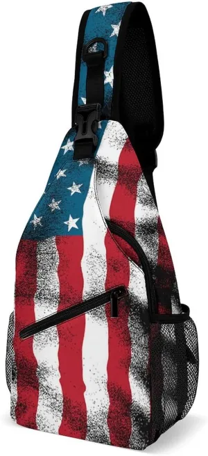 Supdreamc Cute Sling Shoulder Backpack, Rucksack, Cool American Flag Crossbody Rucksack, Tote Bags, Gym Crossbody Sack Satchel Outdoor Hiking Bag for Men Women