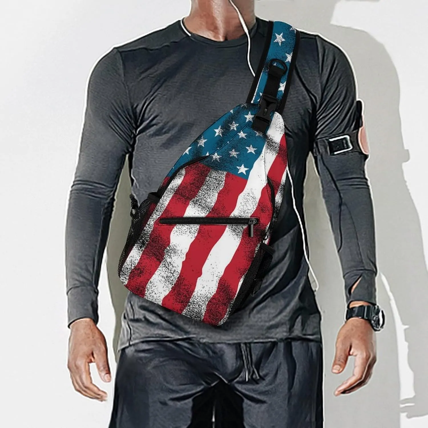 Supdreamc Cute Sling Shoulder Backpack, Rucksack, Cool American Flag Crossbody Rucksack, Tote Bags, Gym Crossbody Sack Satchel Outdoor Hiking Bag for Men Women