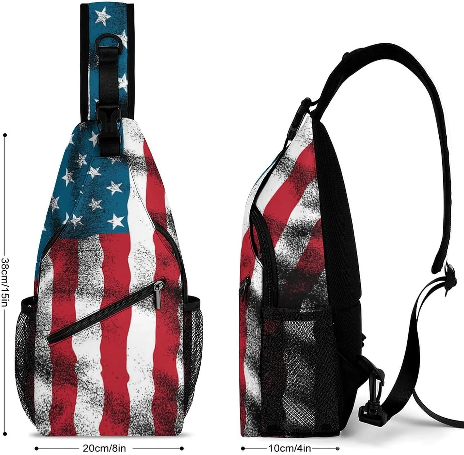 Supdreamc Cute Sling Shoulder Backpack, Rucksack, Cool American Flag Crossbody Rucksack, Tote Bags, Gym Crossbody Sack Satchel Outdoor Hiking Bag for Men Women
