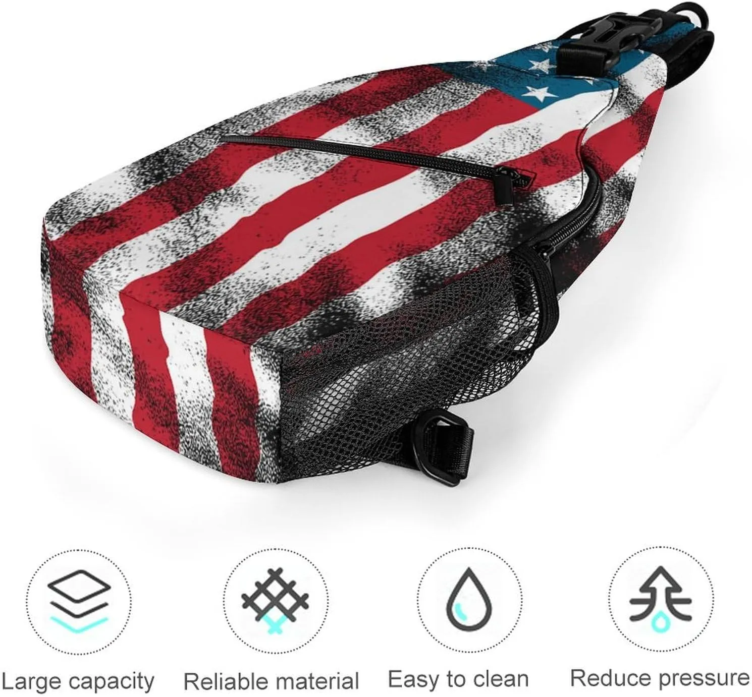 Supdreamc Cute Sling Shoulder Backpack, Rucksack, Cool American Flag Crossbody Rucksack, Tote Bags, Gym Crossbody Sack Satchel Outdoor Hiking Bag for Men Women