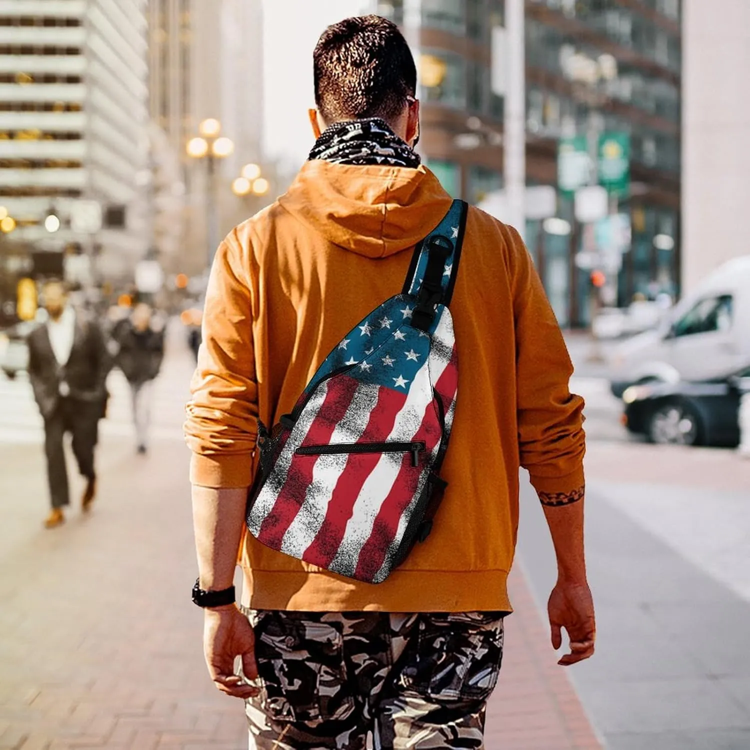 Supdreamc Cute Sling Shoulder Backpack, Rucksack, Cool American Flag Crossbody Rucksack, Tote Bags, Gym Crossbody Sack Satchel Outdoor Hiking Bag for Men Women