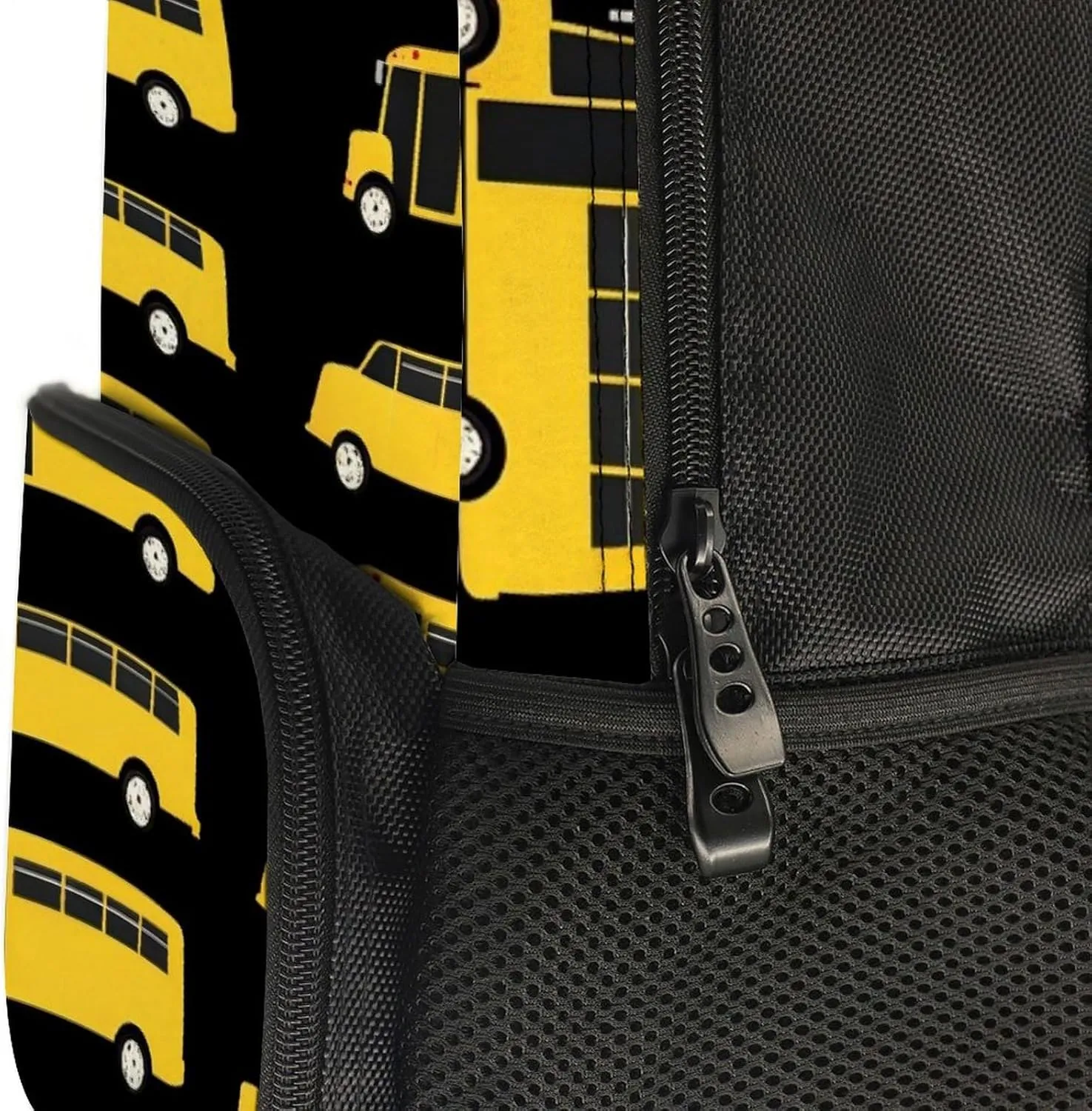 Supdreamc Polyester Daypack Backpack for Sports Travel Running - Big Capacity Anti-Theft Multipurpose Carry On Bag, Black Yellow Bus Laptop Book Bag Rucksack
