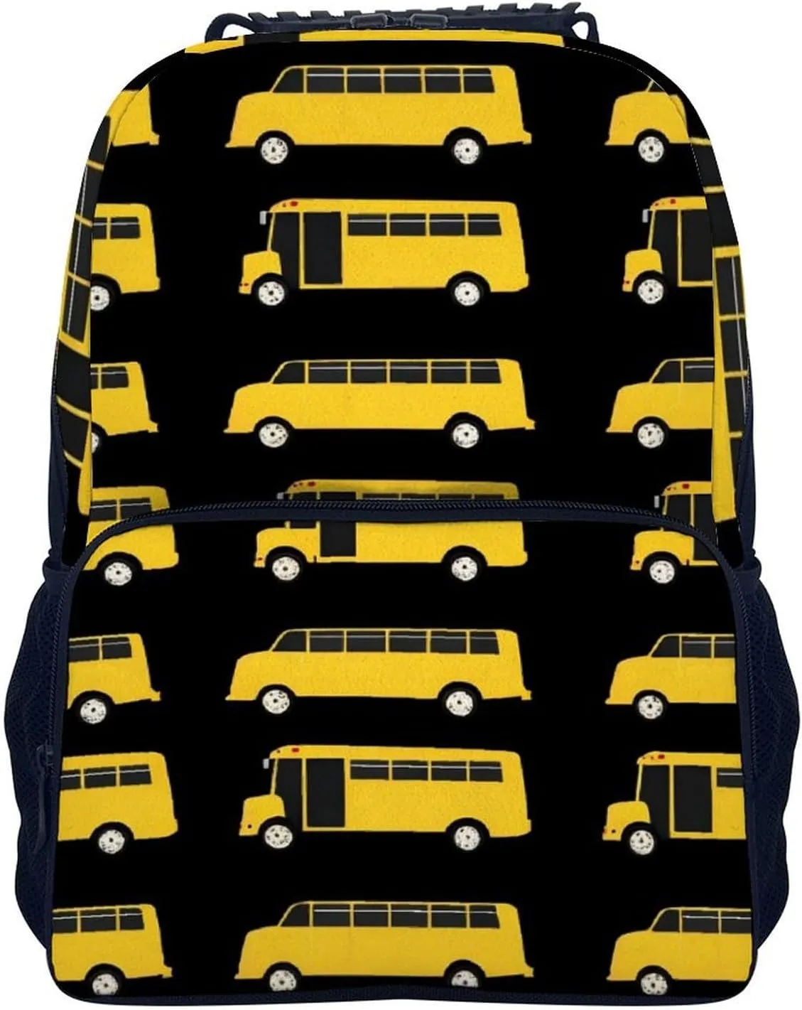Supdreamc Polyester Daypack Backpack for Sports Travel Running - Big Capacity Anti-Theft Multipurpose Carry On Bag, Black Yellow Bus Laptop Book Bag Rucksack