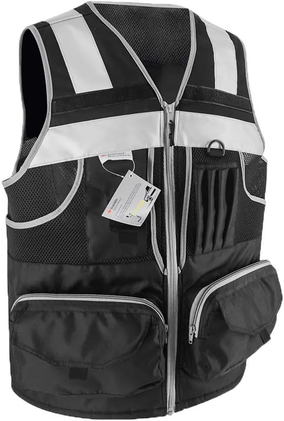 SUXIBIP 10 Pockets Safety Vest for Men and Women, High Visibility vest with 3M Reflective Strips, Oxford Fabric
