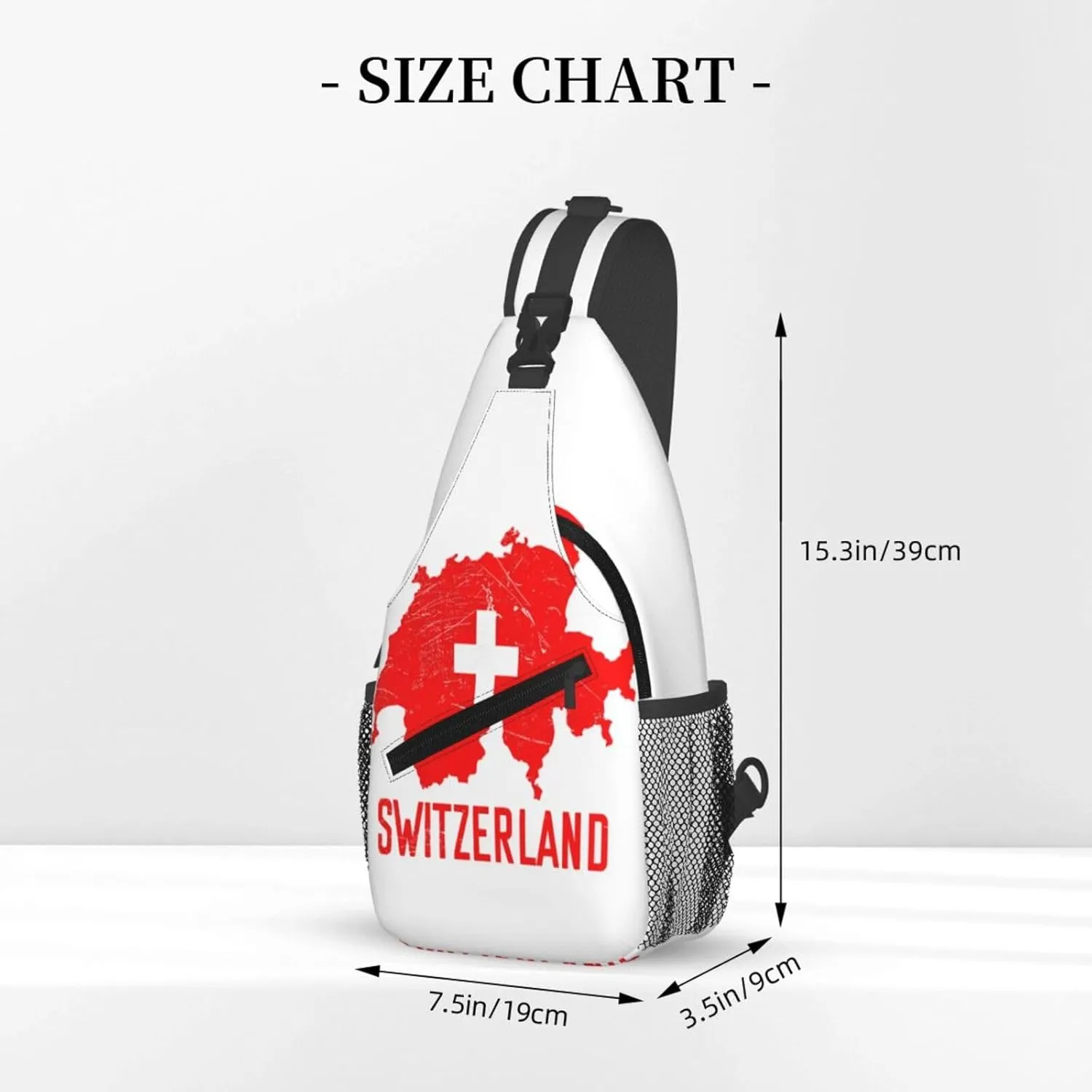 Switzerland Swiss Flag Map Crossbody Bags Sling Backpack Cross Chest Bag Sports Shoulder Bag Gym Fanny Pack Adjustable Cycling Daypack Diagonally Rucksack for Running