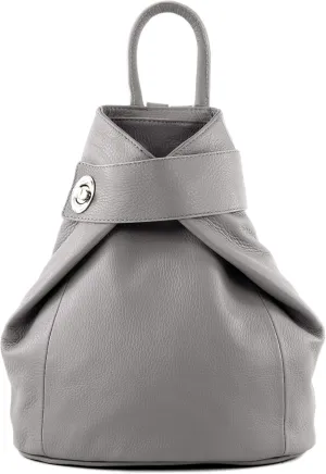 T179 - ital: Women's backpack bag made of leather (Mouse grey)