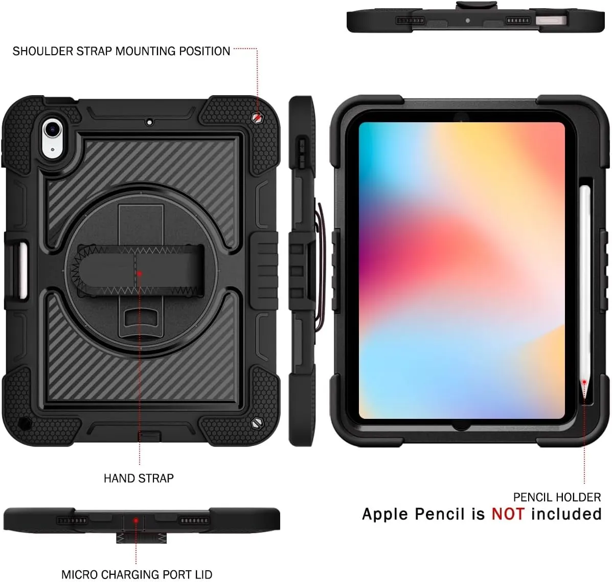 Tablet PC Case Compatible with iPad 11th Gen A16 11 Inch 2025,Heavy Duty Rugged Case Shockproof Protective Case Kickstand Case Compatible with 11th Generation (A16) 11-inch 2025 Protective Case(Black)