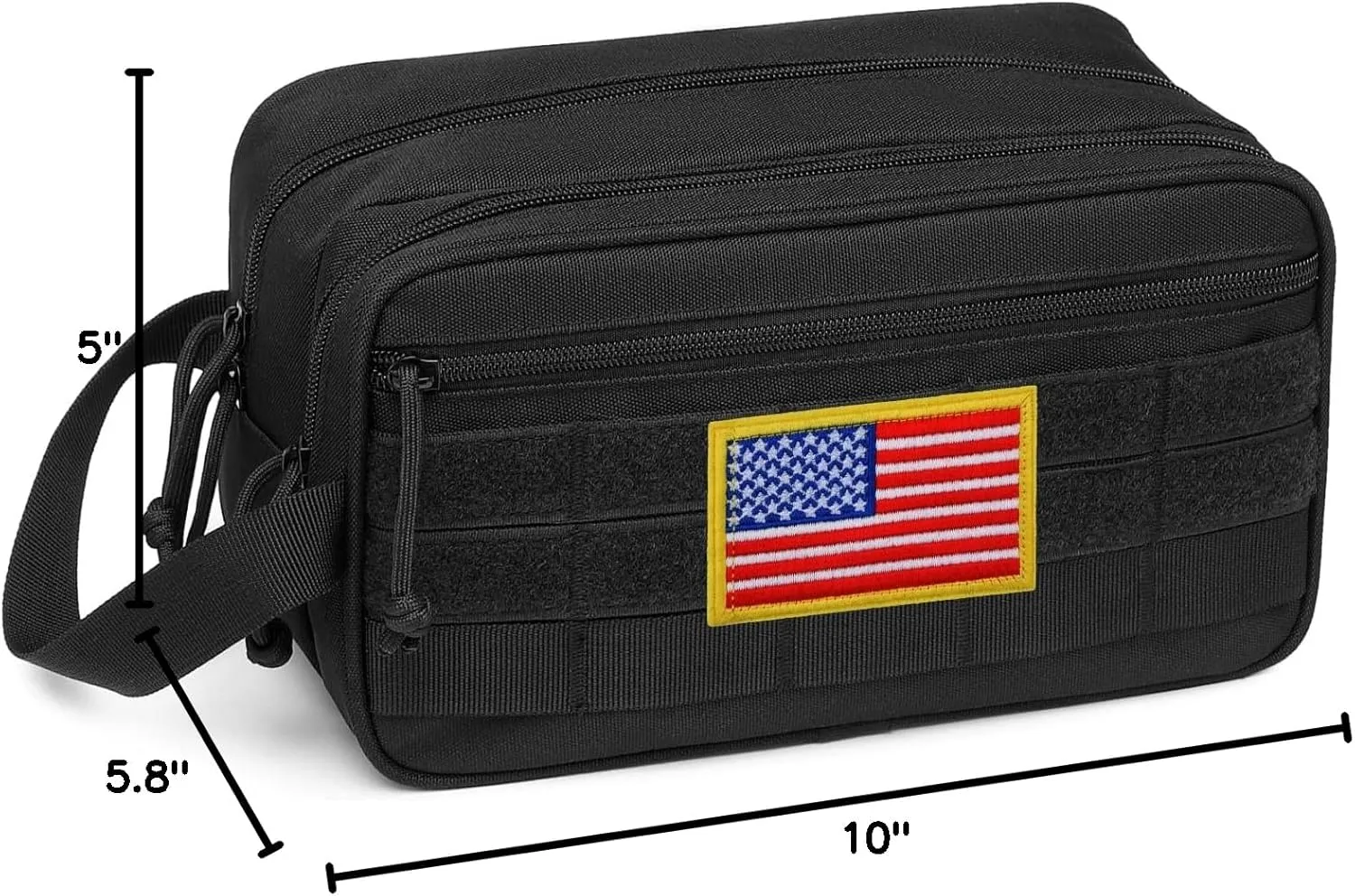 TACTICISM Toiletry Bag for Men - Dry Wet Separate Travel Toiletry Bag, Tactical Molle Dopp Kit for Men with Large Capacity, Water-Resistant Shaving Bag for Adult Women for Travel, Black