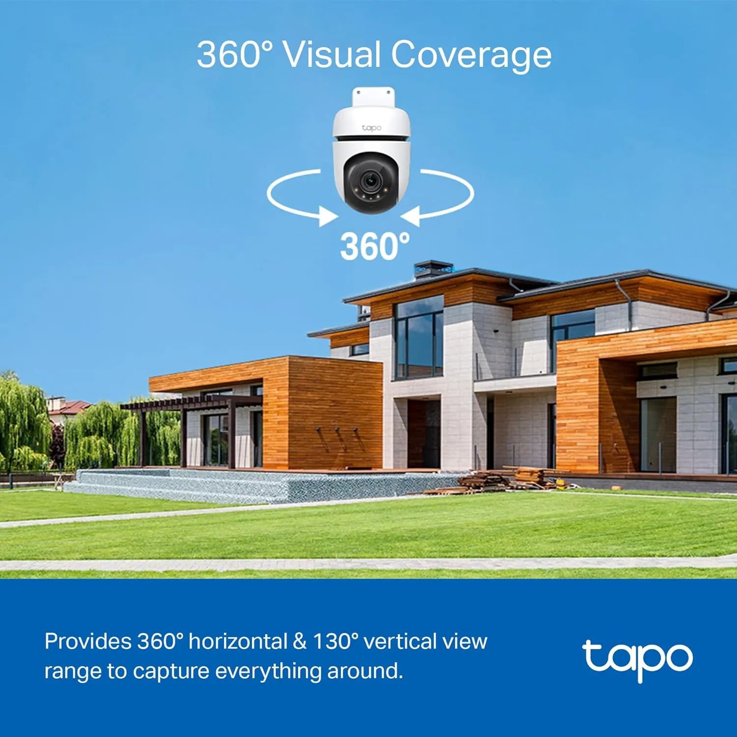 Tapo 2K Outdoor Wired Pan/Tilt Security Wi-Fi Camera, 360° View, Motion Tracking, Works w/Alexa & Google Home, Color Night Vision, Free AI Detection, Cloud & SD Card Storage(up to 512GB), Tapo C510W