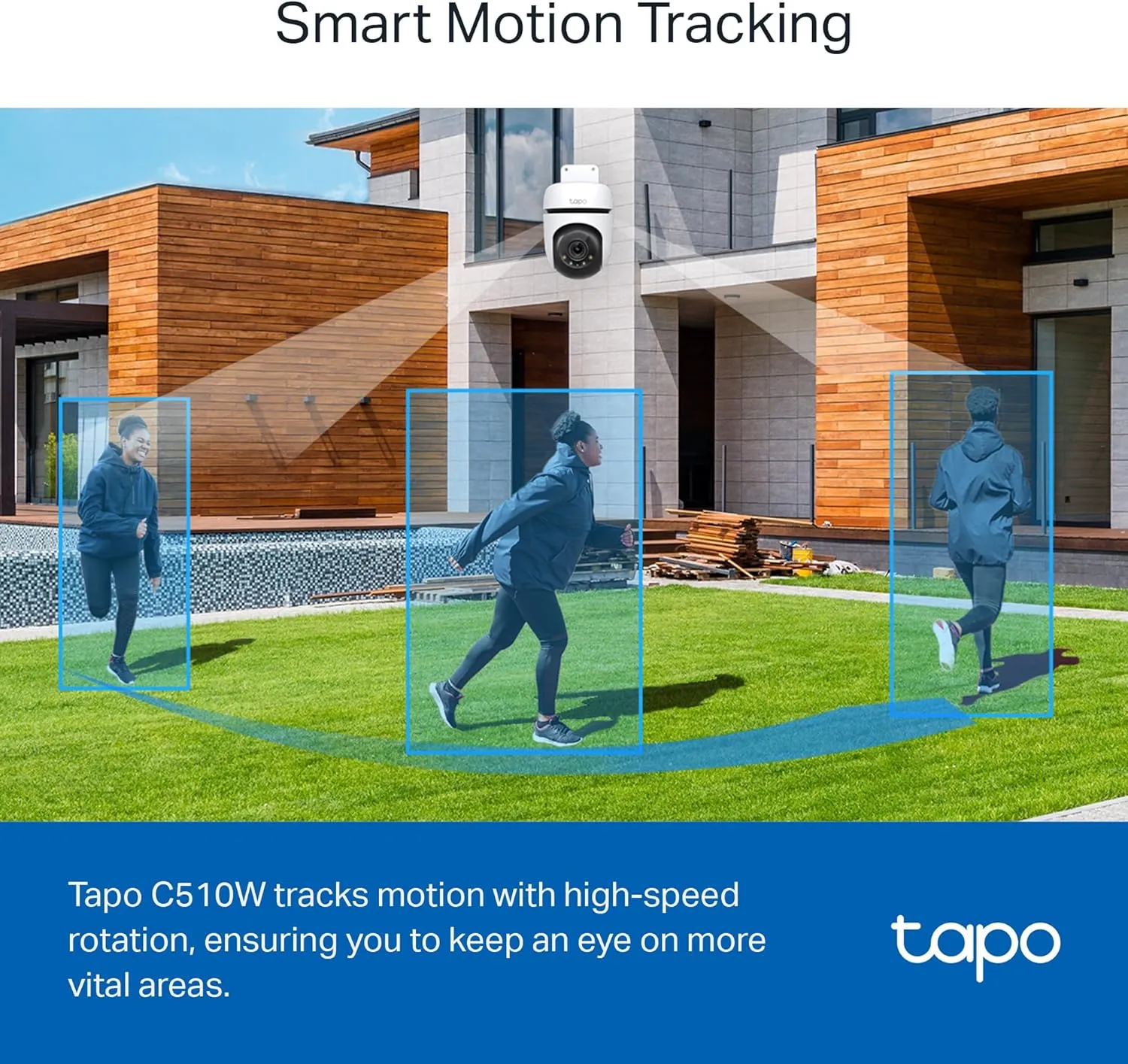 Tapo 2K Outdoor Wired Pan/Tilt Security Wi-Fi Camera, 360° View, Motion Tracking, Works w/Alexa & Google Home, Color Night Vision, Free AI Detection, Cloud & SD Card Storage(up to 512GB), Tapo C510W