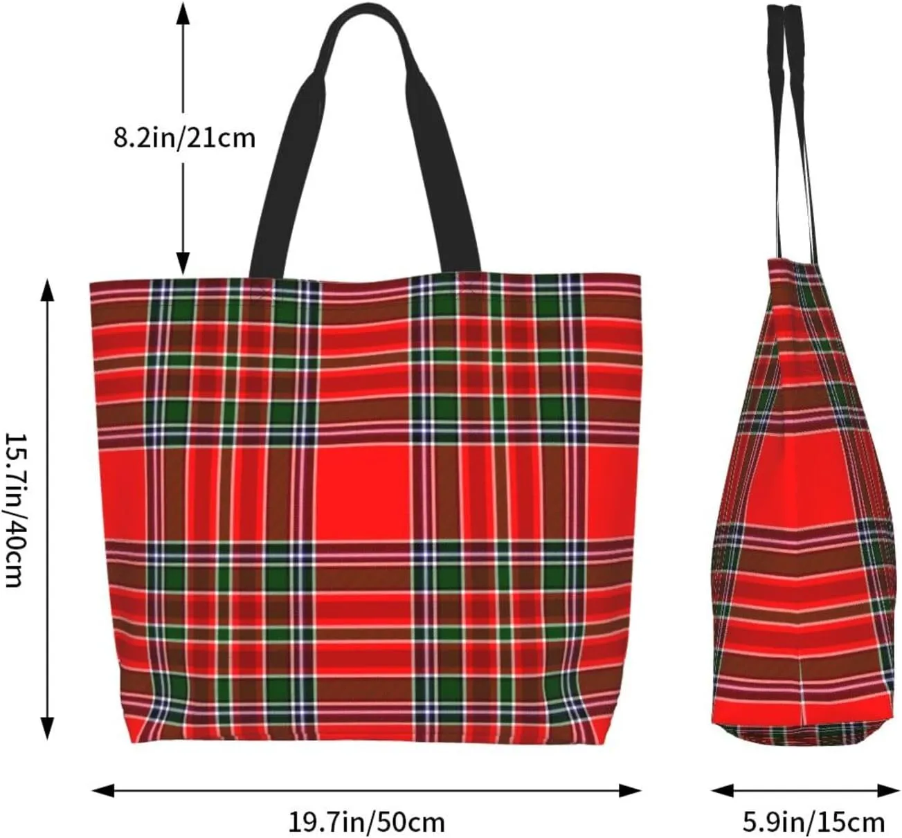 Tartan Tote Bag For Women Weekender Travel Bag Reusable Grocery Bags Large Totes Handbags