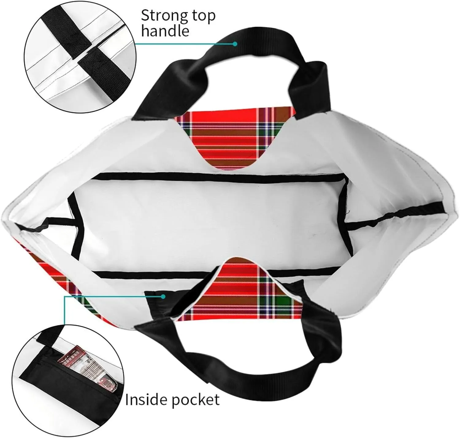 Tartan Tote Bag For Women Weekender Travel Bag Reusable Grocery Bags Large Totes Handbags