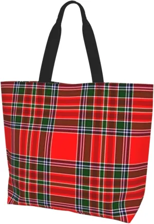 Tartan Tote Bag For Women Weekender Travel Bag Reusable Grocery Bags Large Totes Handbags