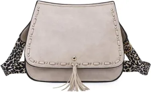 Tassel Design Handbags Vintage Satchel Purse Women Shoulder Crossbody Purse with Wide Guitar Strap