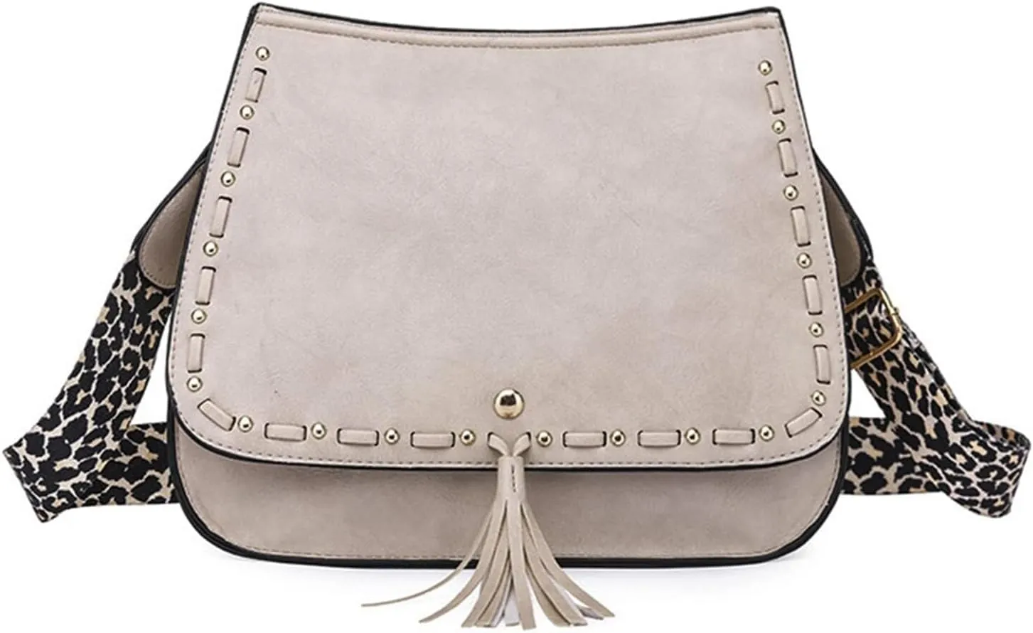 Tassel Design Handbags Vintage Satchel Purse Women Shoulder Crossbody Purse with Wide Guitar Strap