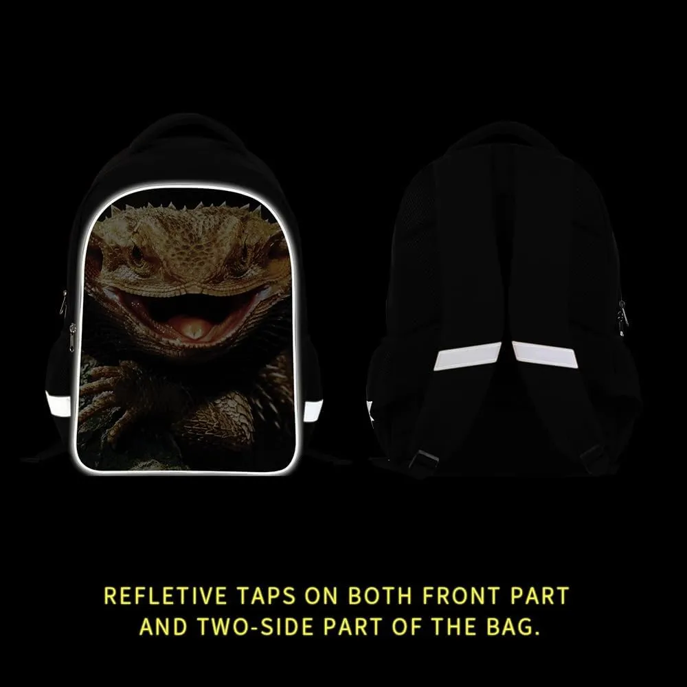 Teenager Lizard Backpack Fashion School Bag Cute Animal Pattern Outdoor Back Pack
