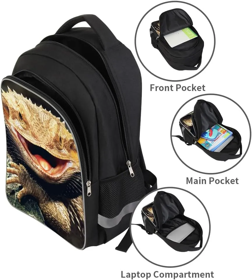 Teenager Lizard Backpack Fashion School Bag Cute Animal Pattern Outdoor Back Pack