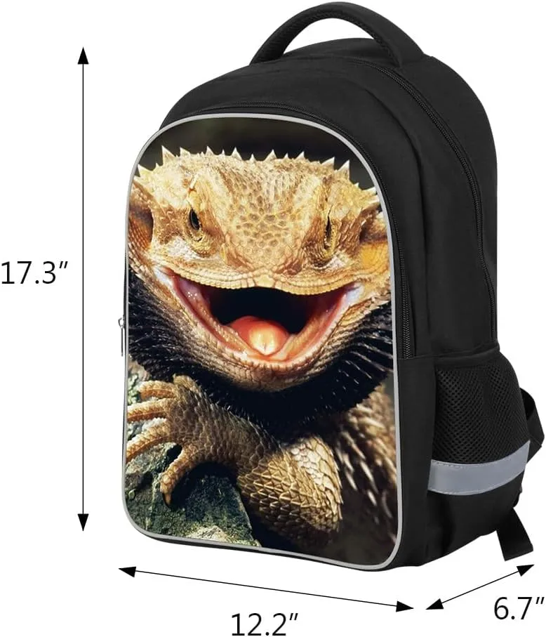 Teenager Lizard Backpack Fashion School Bag Cute Animal Pattern Outdoor Back Pack