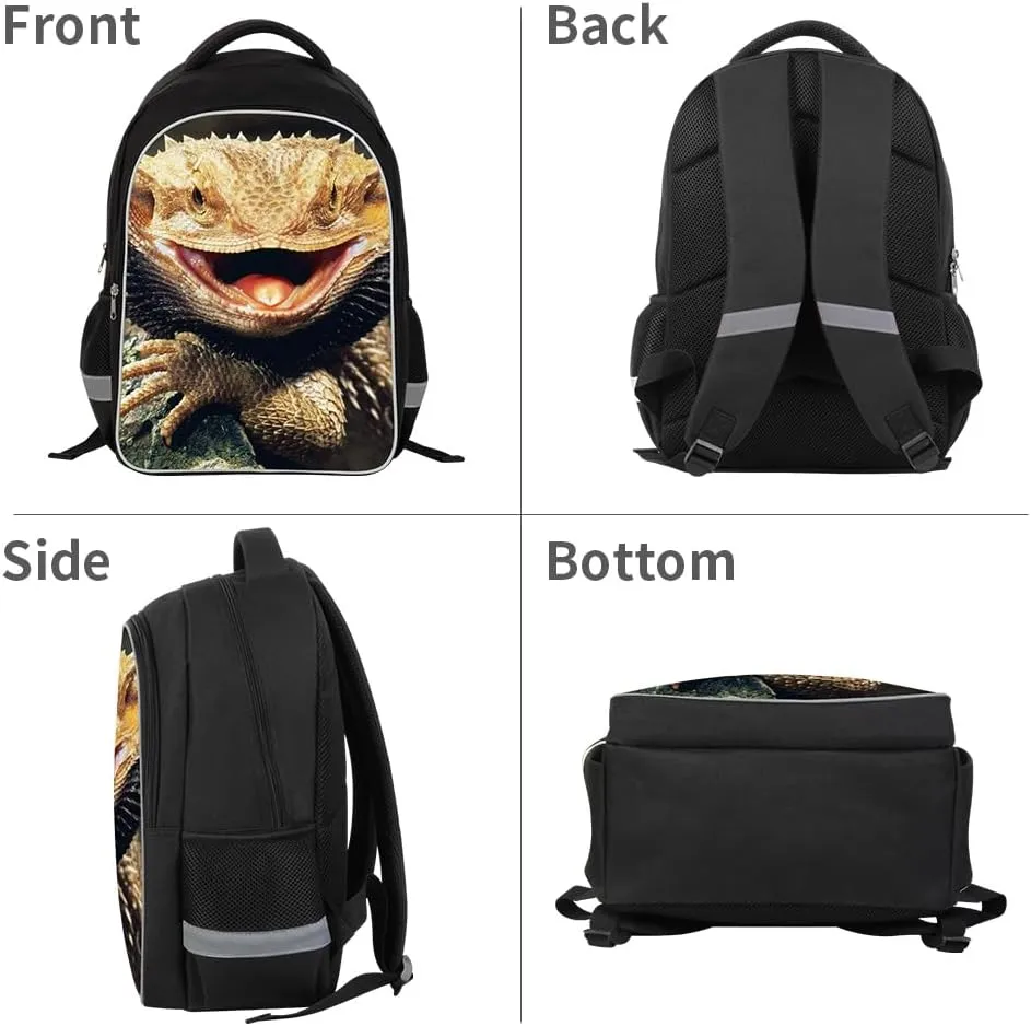 Teenager Lizard Backpack Fashion School Bag Cute Animal Pattern Outdoor Back Pack
