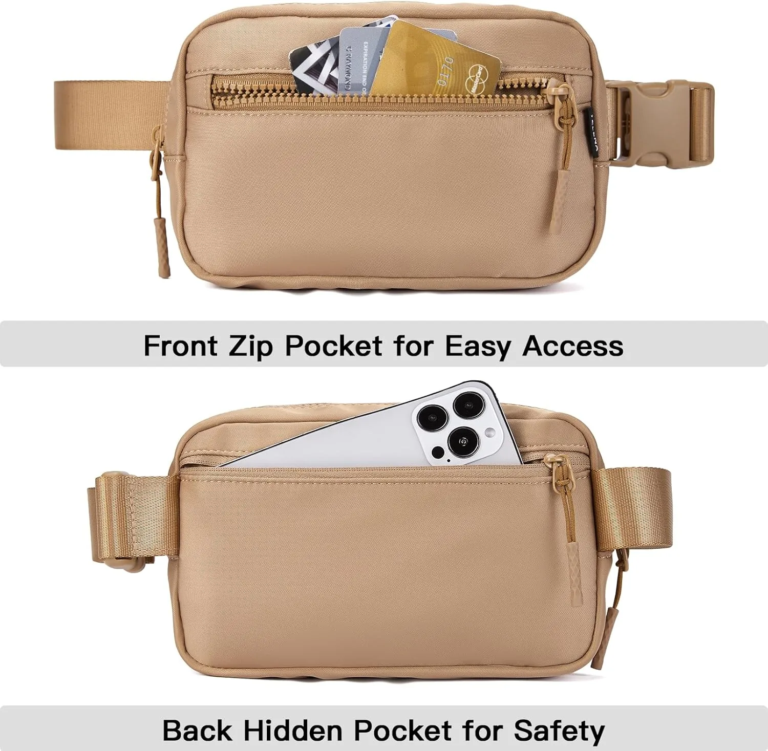 Telena Fanny Packs Crossbody Belt Bag Cross Body Bag Fashionable for Women with Adjustable Strap Light Brown