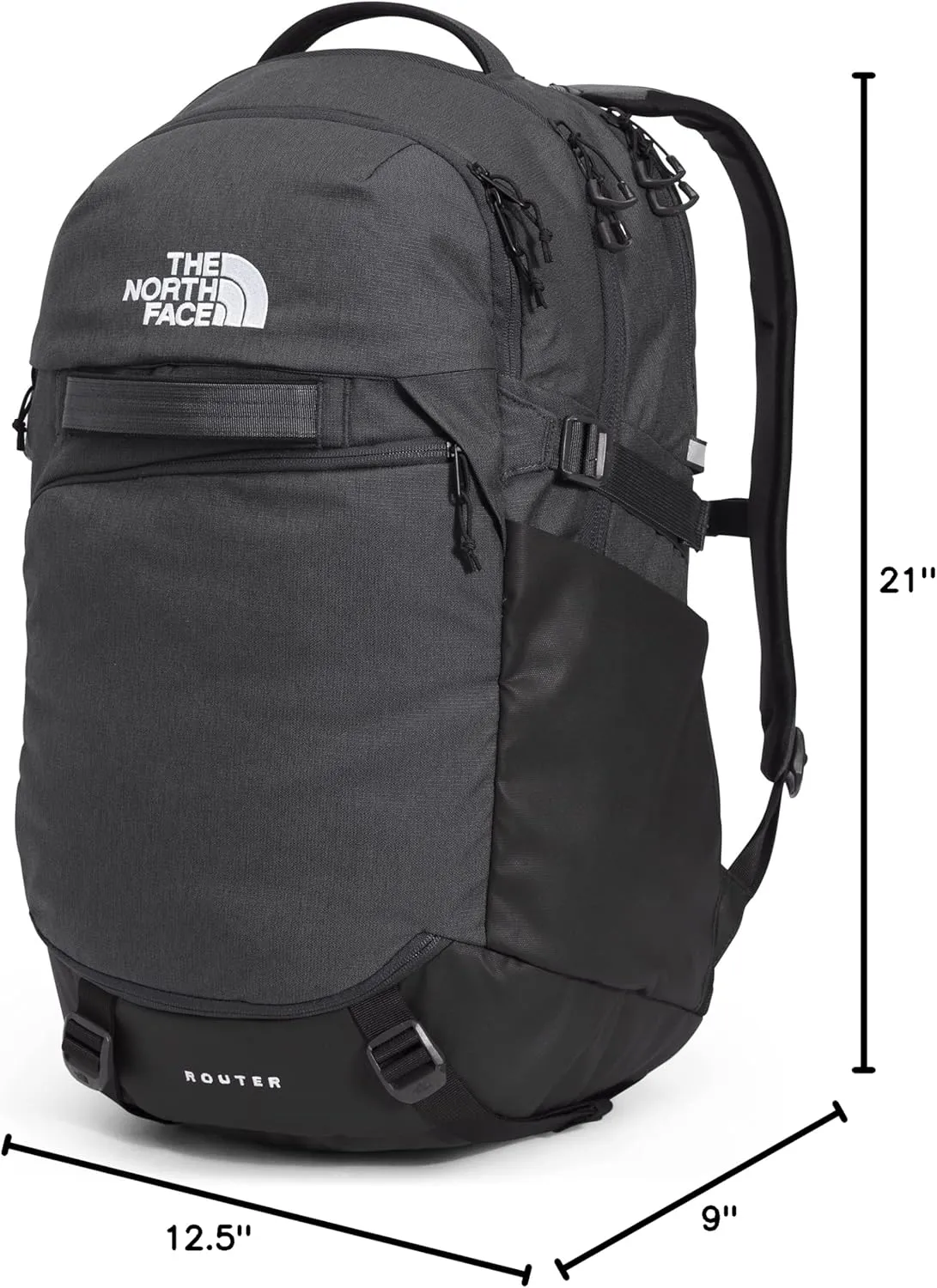 THE NORTH FACE Router Everyday Laptop Backpack, Asphalt Grey Light Heather/TNF Black, One Size