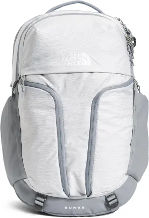 THE NORTH FACE Women's Surge Commuter Laptop Backpack - PFAS Free, TNF White Metallic Mélange/Mid Grey-NPF, One Size