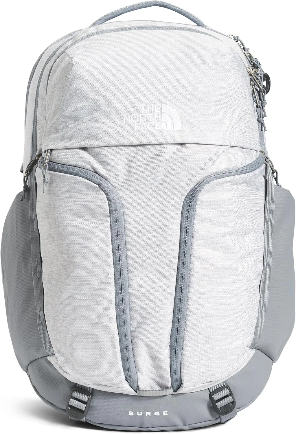 THE NORTH FACE Women's Surge Commuter Laptop Backpack - PFAS Free, TNF White Metallic Mélange/Mid Grey-NPF, One Size