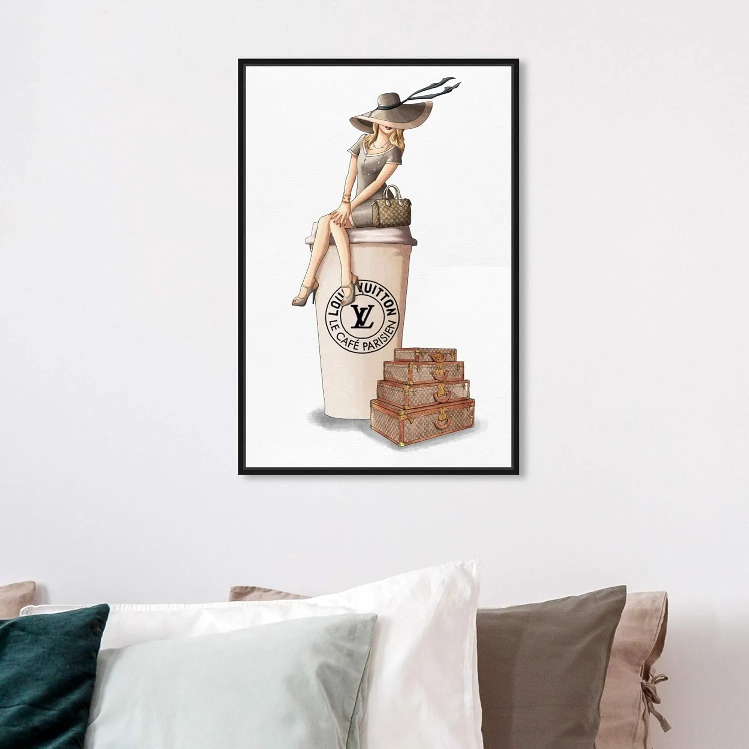 The Oliver Gal Artist Co. Fashion and Glam Framed Wall Art Canvas Prints 'Cafe au Lait Paris' Handbags Home Décor, 16 in x 24 in, Brown, Brown