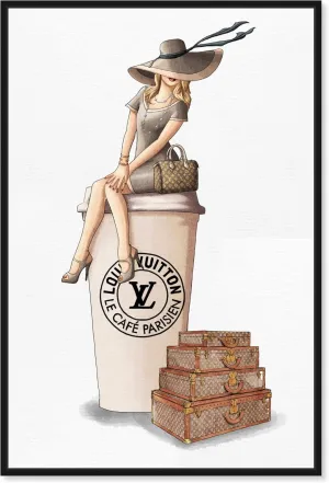 The Oliver Gal Artist Co. Fashion and Glam Framed Wall Art Canvas Prints 'Cafe au Lait Paris' Handbags Home Décor, 16 in x 24 in, Brown, Brown