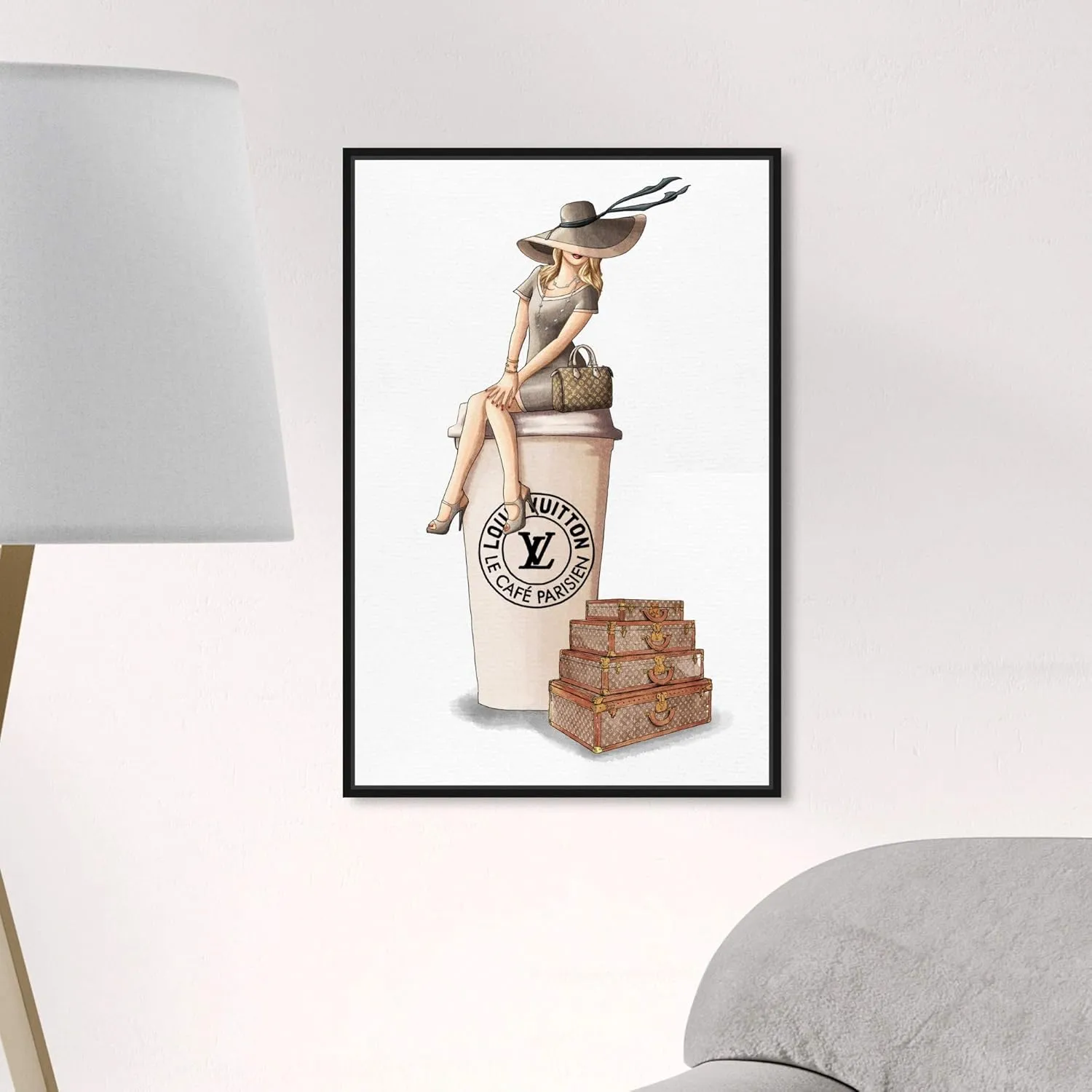 The Oliver Gal Artist Co. Fashion and Glam Framed Wall Art Canvas Prints 'Cafe au Lait Paris' Handbags Home Décor, 16 in x 24 in, Brown, Brown