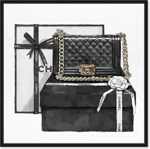 The Oliver Gal Artist Co. Fashion and Glam Wall Art Canvas Gifted Beauty' Handbags Framed-Prints, 20 in x 20 in, Black, White
