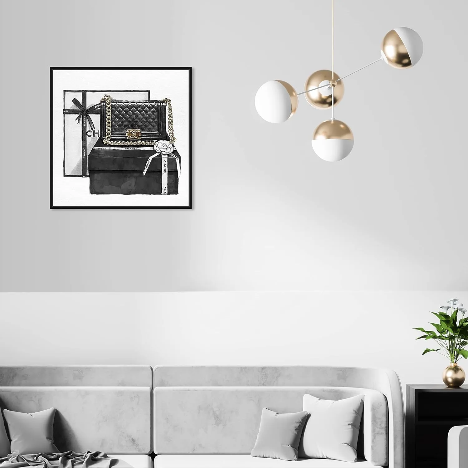 The Oliver Gal Artist Co. Fashion and Glam Wall Art Canvas Gifted Beauty' Handbags Framed-Prints, 20 in x 20 in, Black, White