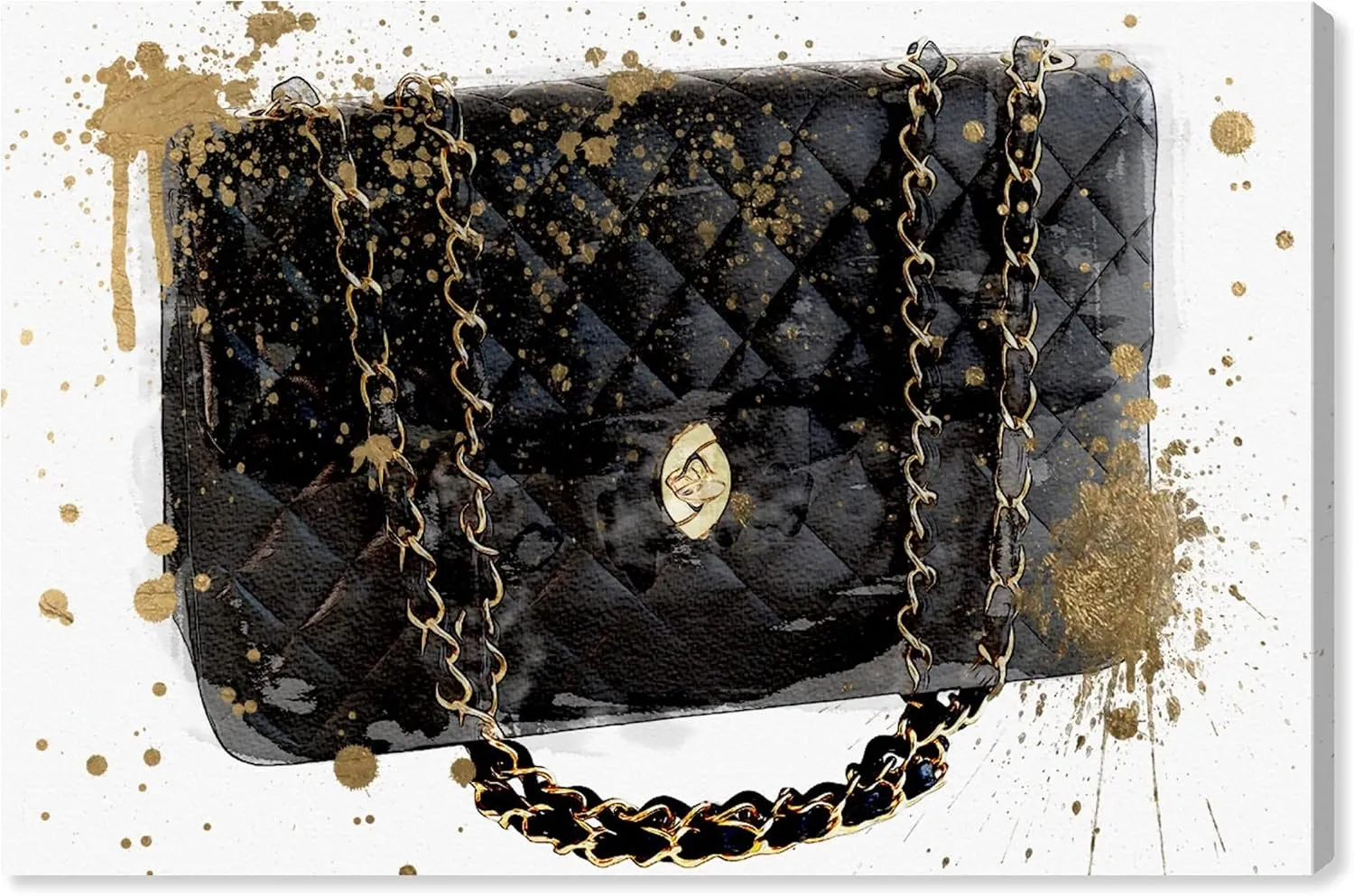 The Oliver Gal Artist Co. Fashion and Glam Wall Art Canvas Prints Handbags Black Bag Home Décor, 30" x 20", Stretched