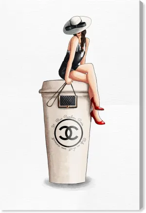 The Oliver Gal Artist Co. Fashion and Glam Wall Art Canvas Prints Handbags Cafe Au Lait Cambon Dark Home Décor, 16x24
