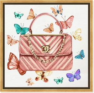 The Oliver Gal Artist Co. Fashion and Glam Wall Art Framed Canvas Prints 'Bright Butterflies Bag' Handbags