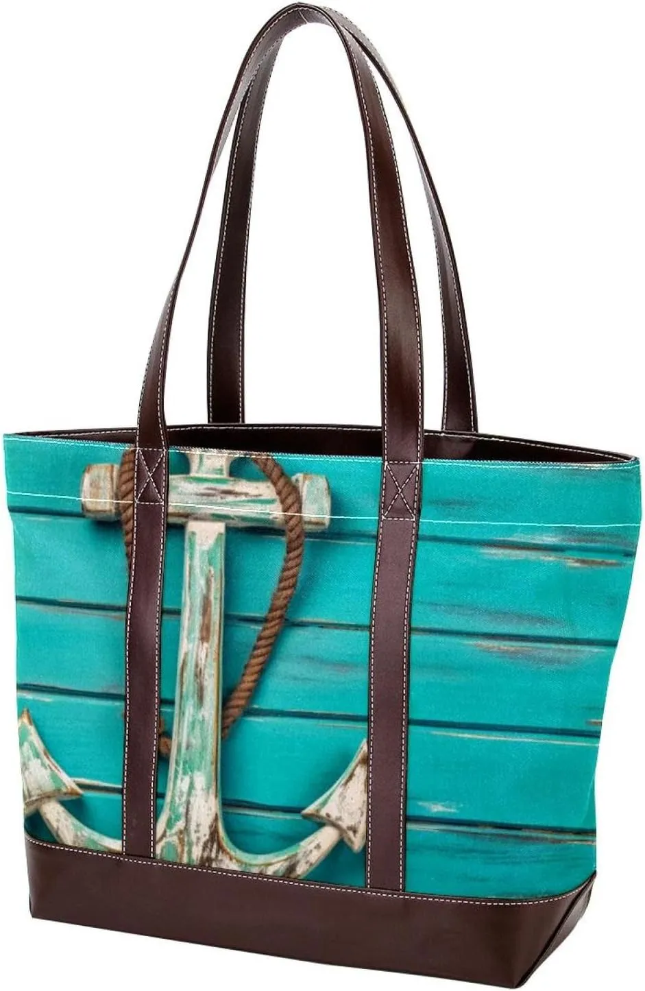 The Tote Bag For Women,Tote Bag With Zipper,Canvas Tote Bag,Anchor Deck Blue Summer Ocean Handbags
