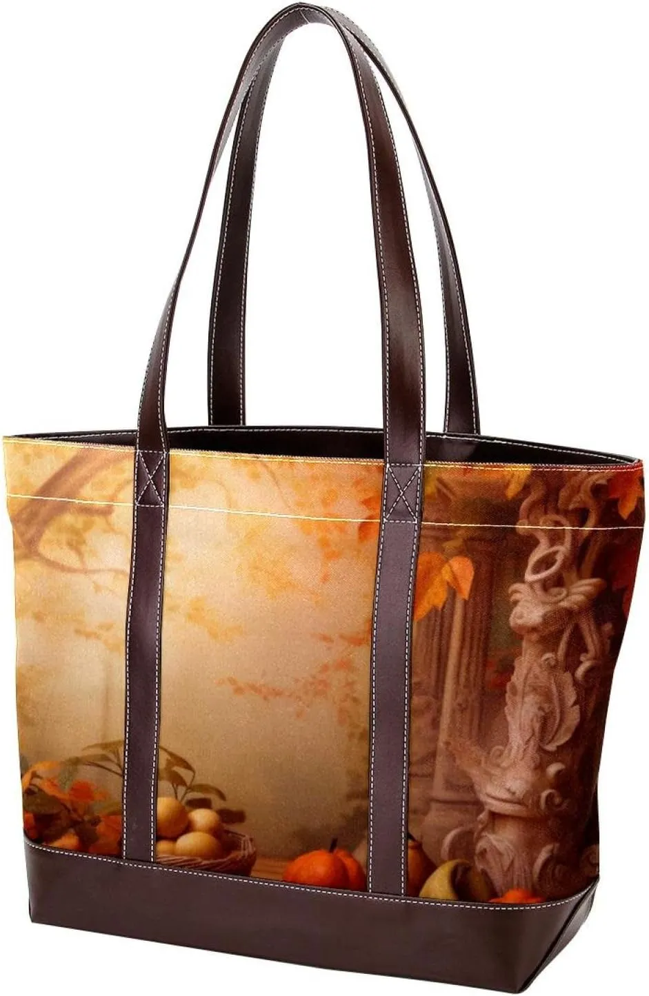 The Tote Bag For Women,Tote Bag With Zipper,Canvas Tote Bag,Autumn Forest Harvest Fruit Handbags