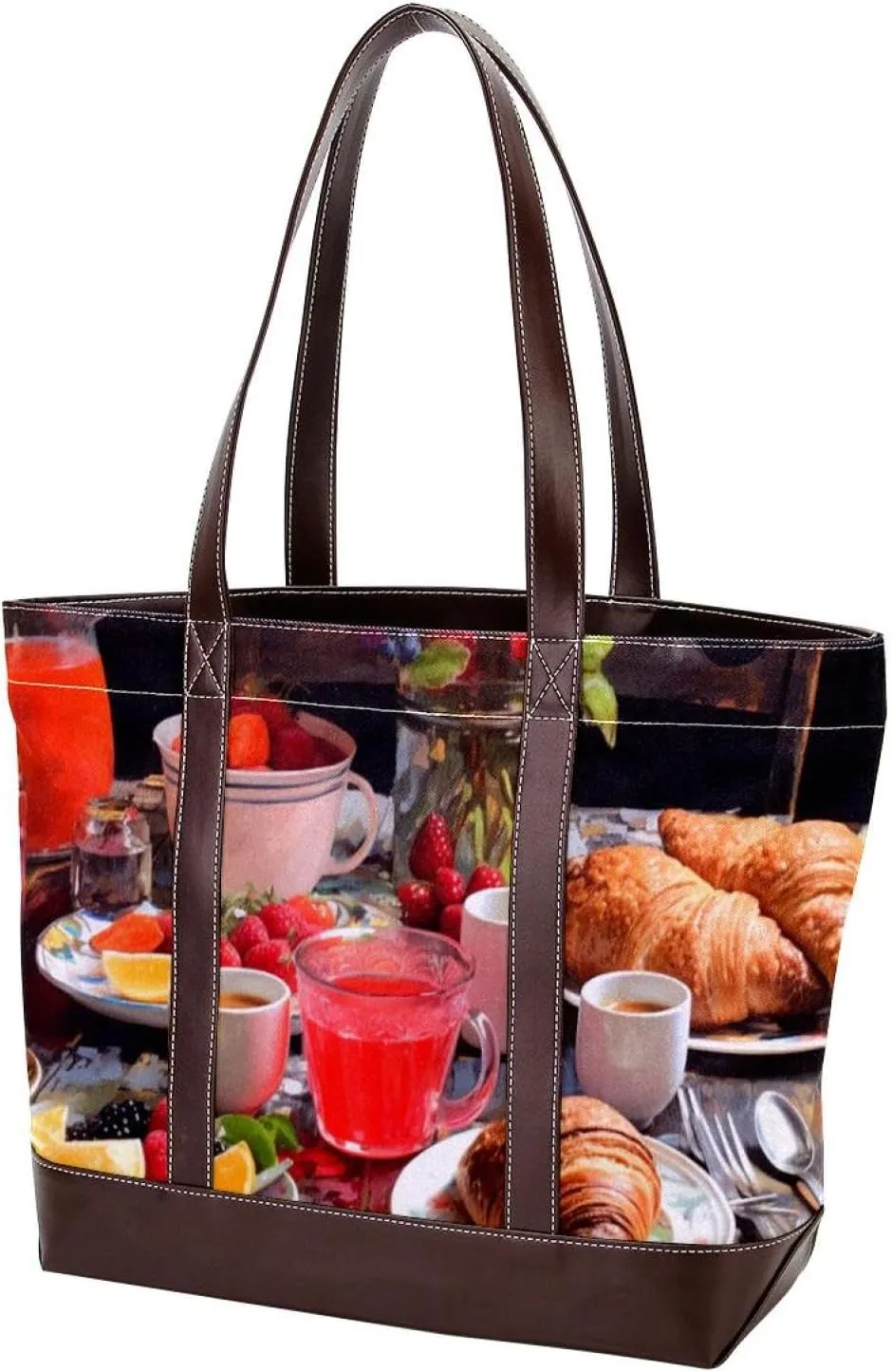 The Tote Bag For Women,Tote Bag With Zipper,Canvas Tote Bag,Breakfast Food Handbags