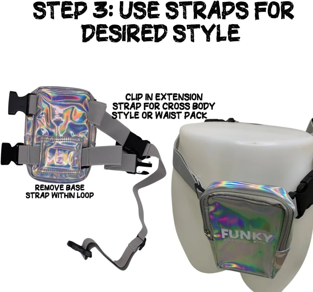 Thigh Bag| Leg Harness Bag| Crossbody Bag| Waist Pouch Rave Bag for Women Hiking Travel Fanny Pack with Adjustable Straps| Holographic Unisex Phone holder bag Convertible 4 in1 design (Green)