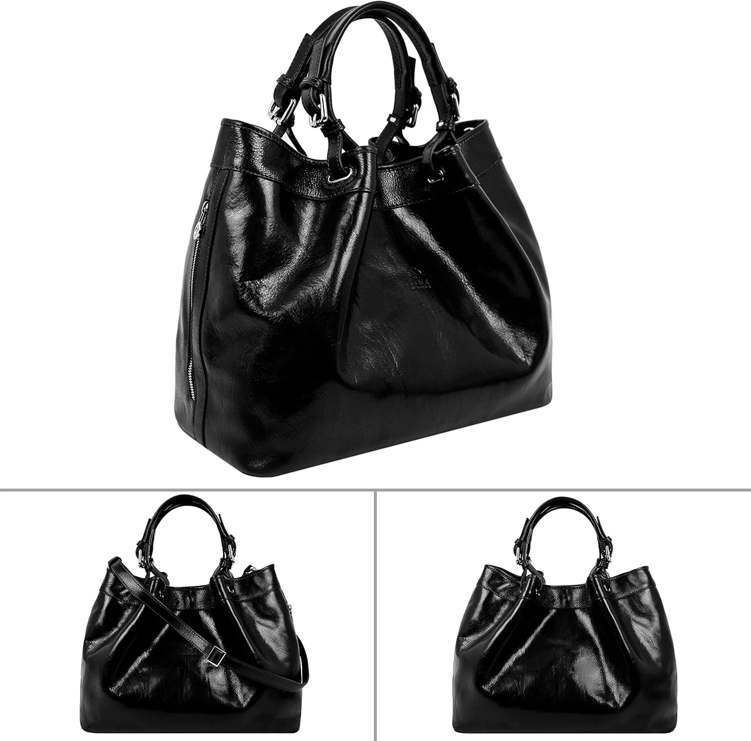Time Resistance Leather Handbag - Top Handle Bag - Full-Grain Leather Purse for Women