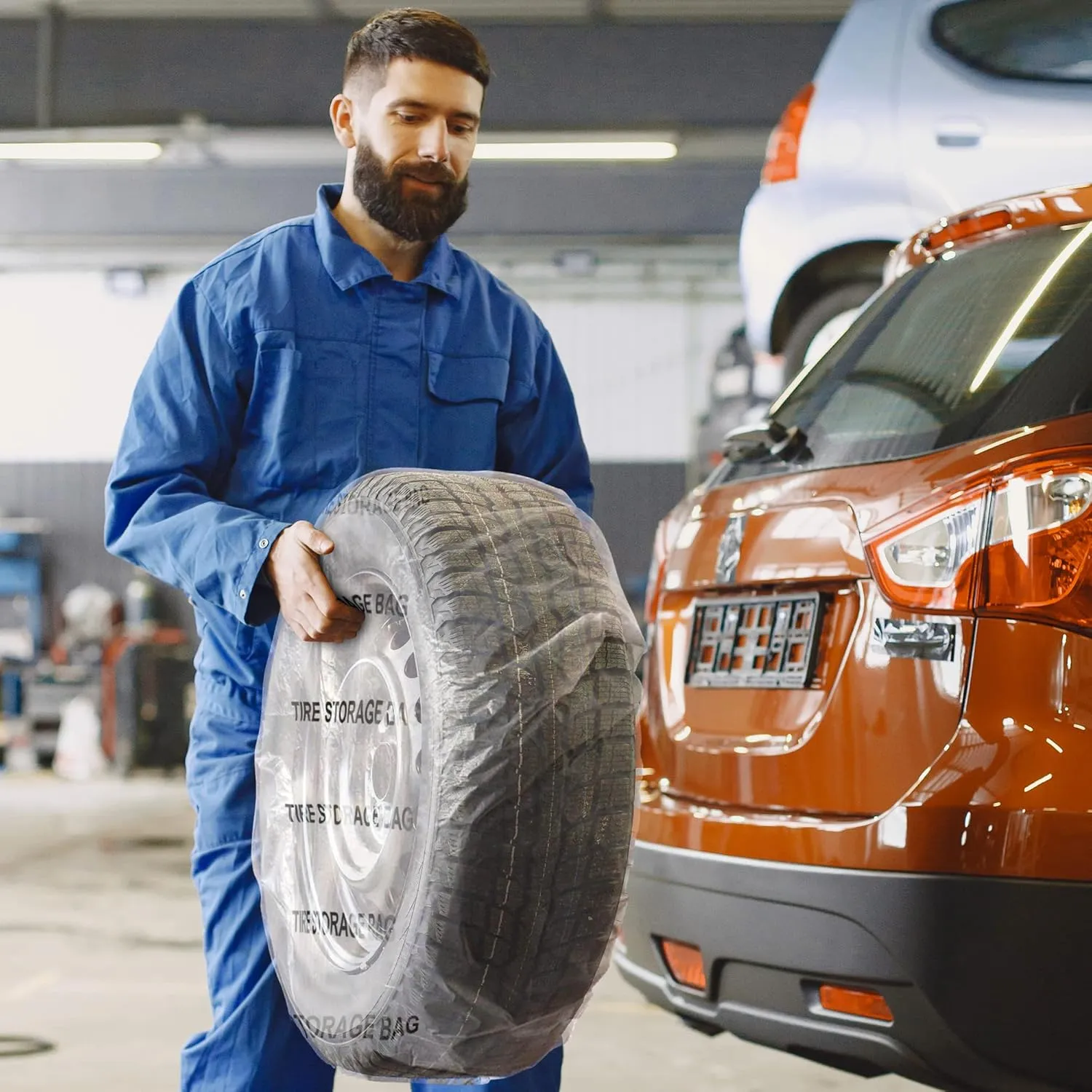 Tire Storage Bags, 24 x 12 x 40 Inch. 100 Pack 1.5 Mil PE Tire Storage Bag Up To R19 Tires. Tear Resistant Tire Bags for Car, Bike, Bicycle