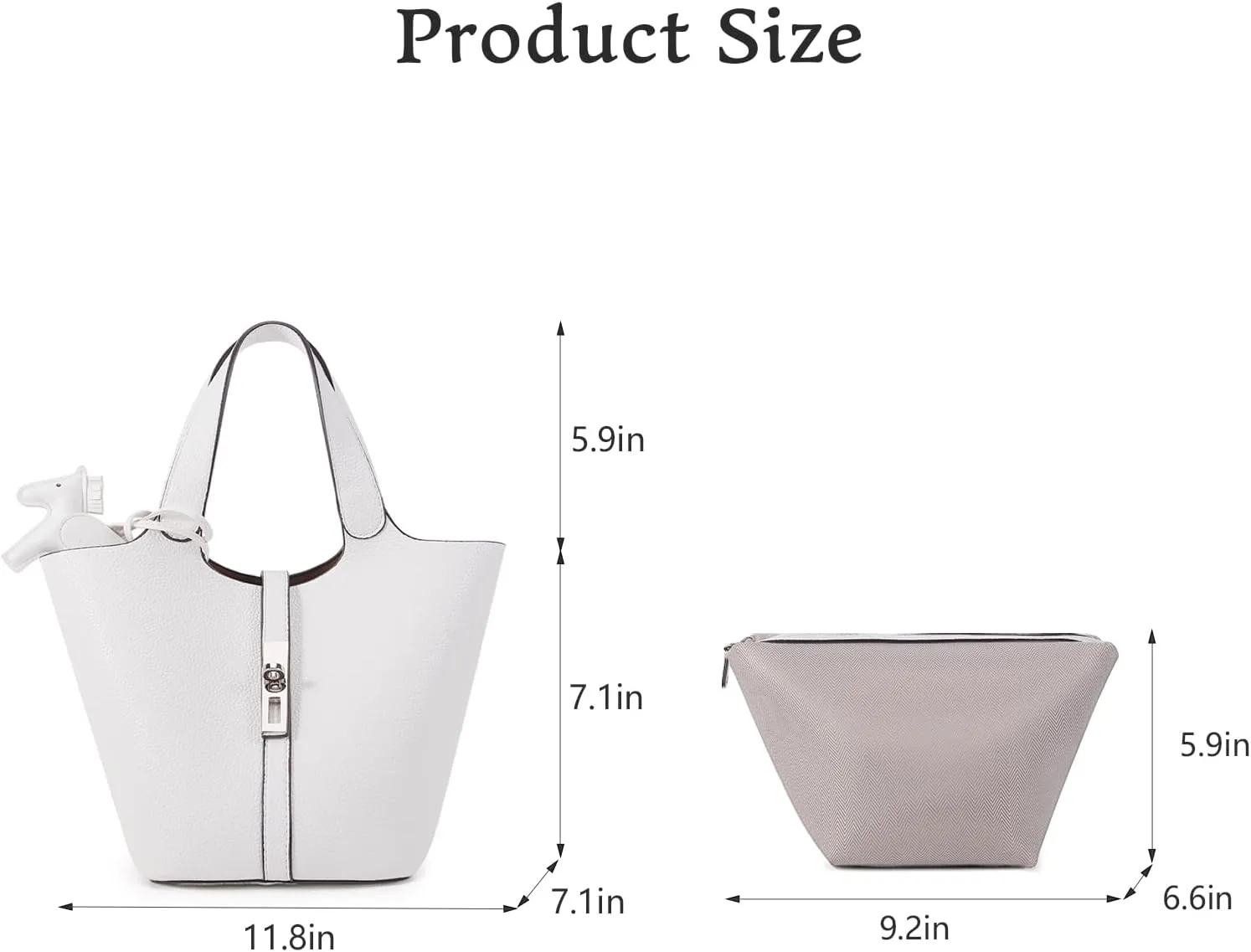 Top Handle Bag for Women Vegan Leather Bucket Bag for Women Shoulder Purse Satchel with Detachable Small Purse